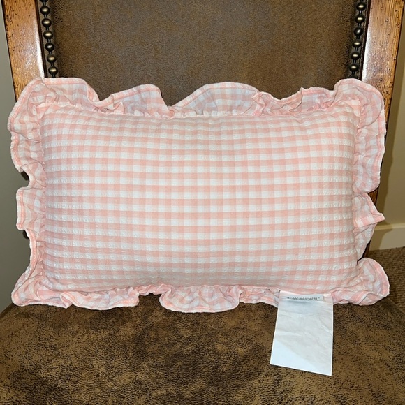 Stylehouse | “Main Character Energy” Gingham Embroidered Pillow - Picture 4 of 6